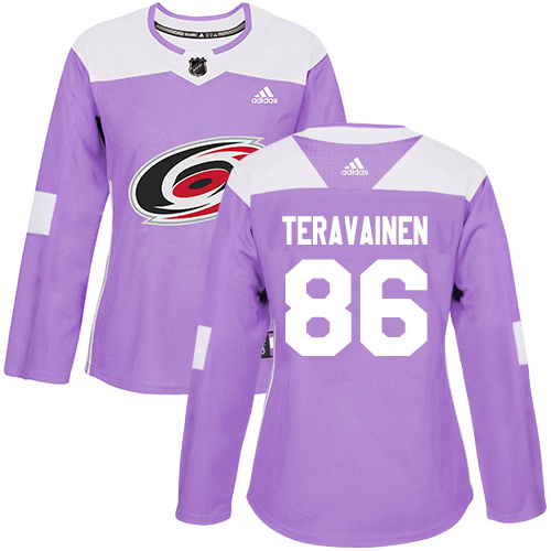 Adidas Hurricanes #86 Teuvo Teravainen Purple Authentic Fights Cancer Women's Stitched NHL Jersey